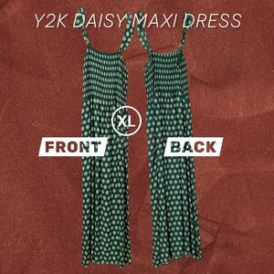 Y2K Green Daisy Maxi Dress
